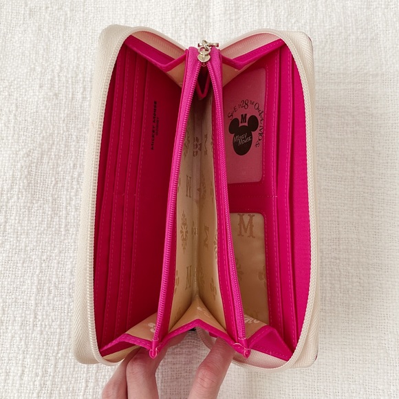 Mickey Mouse Blue, Pink, & Cream Stripe Zip Around Continental Wallet - Picture 4 of 9
